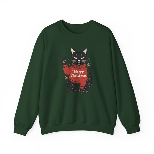 Merry Christmas Black Cat Sweatshirt