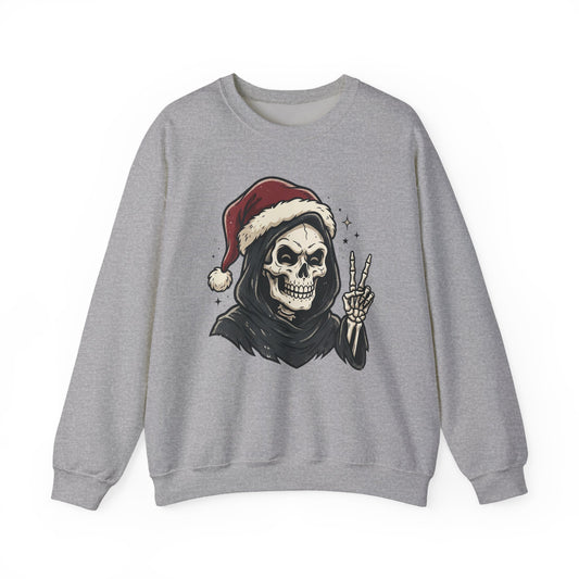 Santa Grim Reaper Peace Sign Christmas Sweatshirt