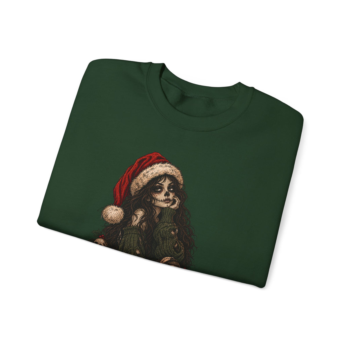 Creepy Santa Skull Crewneck Sweatshirt — "You Better Watch Out" Horror Christmas Sweater