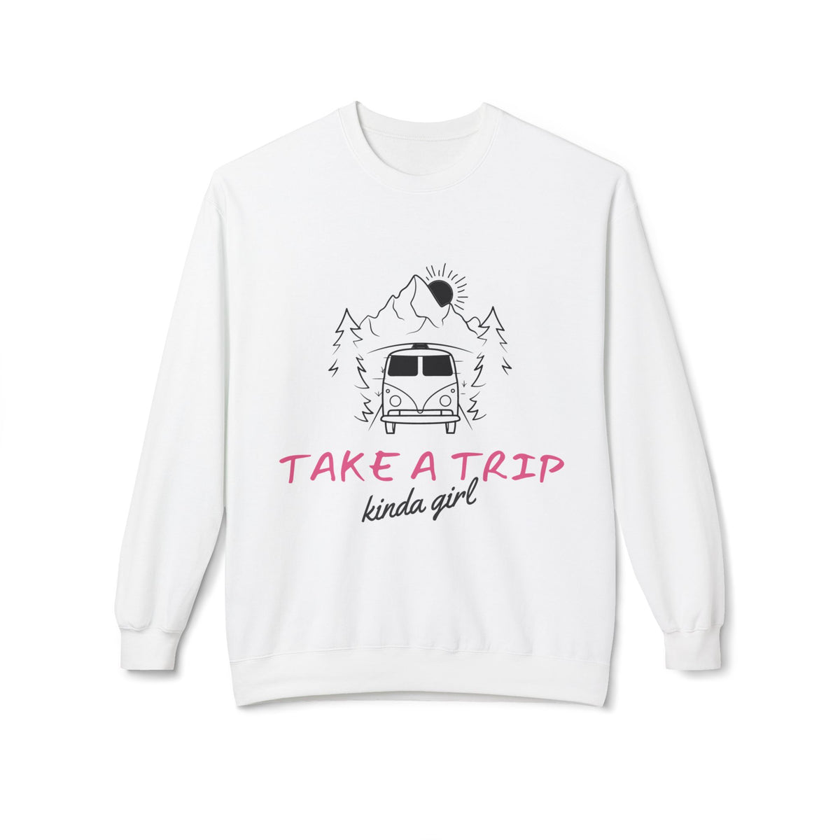 Take a Trip Kinda Girl Vintage Van Mountain Travel Crewneck