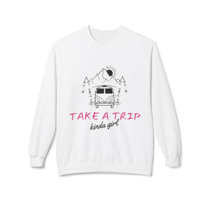 Take a Trip Kinda Girl Vintage Van Mountain Travel Crewneck