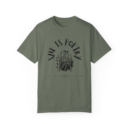 She Is Poetry Graphic Tee Poetry Lover T-Shirts Skeleton Shirt
