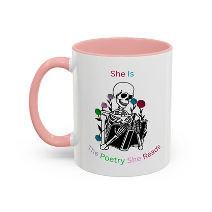 Cute Coffee Mug Skeleton Poetry Reading