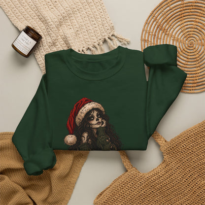 Creepy Santa Skull Crewneck Sweatshirt — "You Better Watch Out" Horror Christmas Sweater