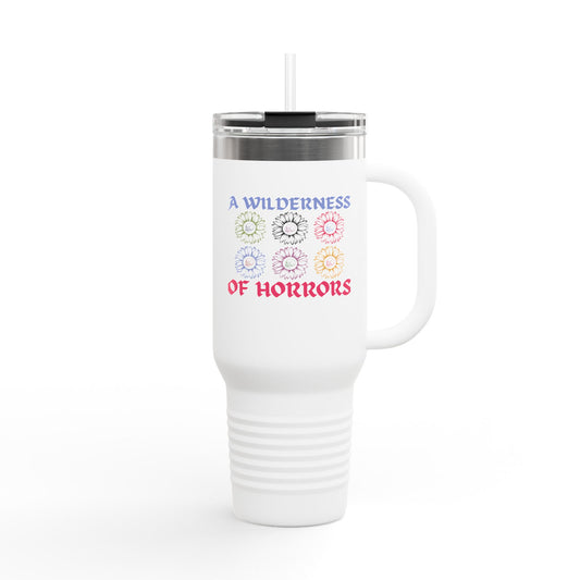 Travel Mug - Wilderness of Horrors Skeletons Inside Flowers Design