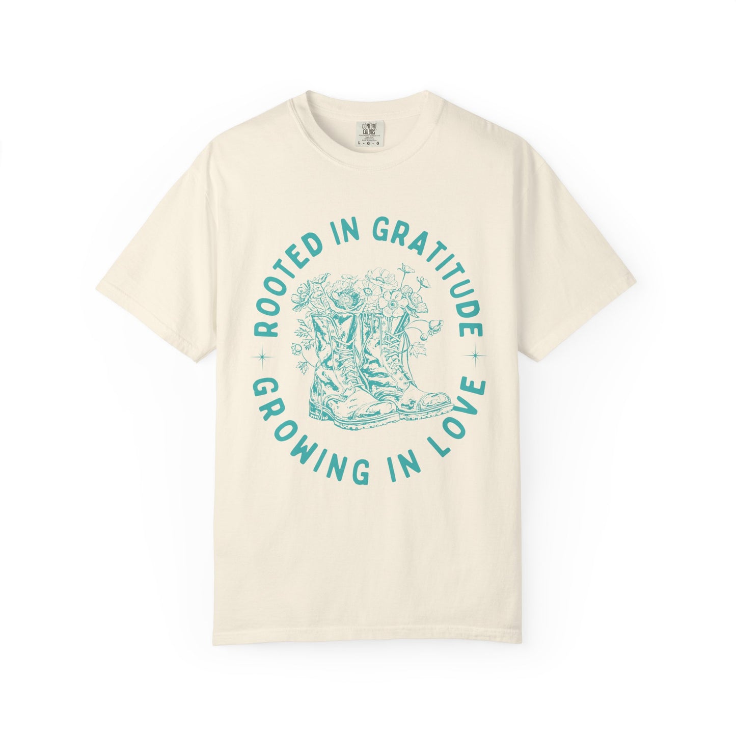 "Rooted in Gratitude - Growing in Love" T-Shirt Country Style Growth Gift Ideas
