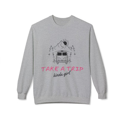 Take a Trip Kinda Girl Vintage Van Mountain Travel Crewneck