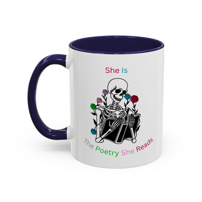 Cute Coffee Mug Skeleton Poetry Reading
