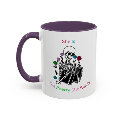 Cute Coffee Mug Skeleton Poetry Reading