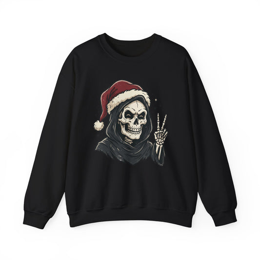 Santa Grim Reaper Peace Sign Christmas Sweatshirt