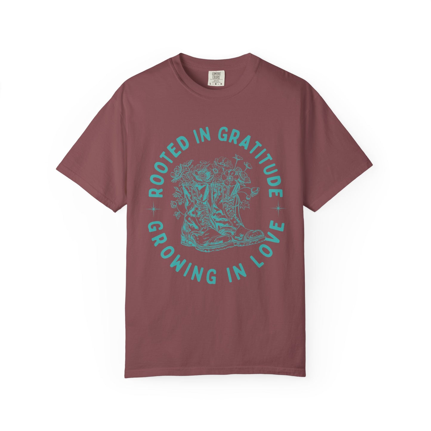 "Rooted in Gratitude - Growing in Love" T-Shirt Country Style Growth Gift Ideas