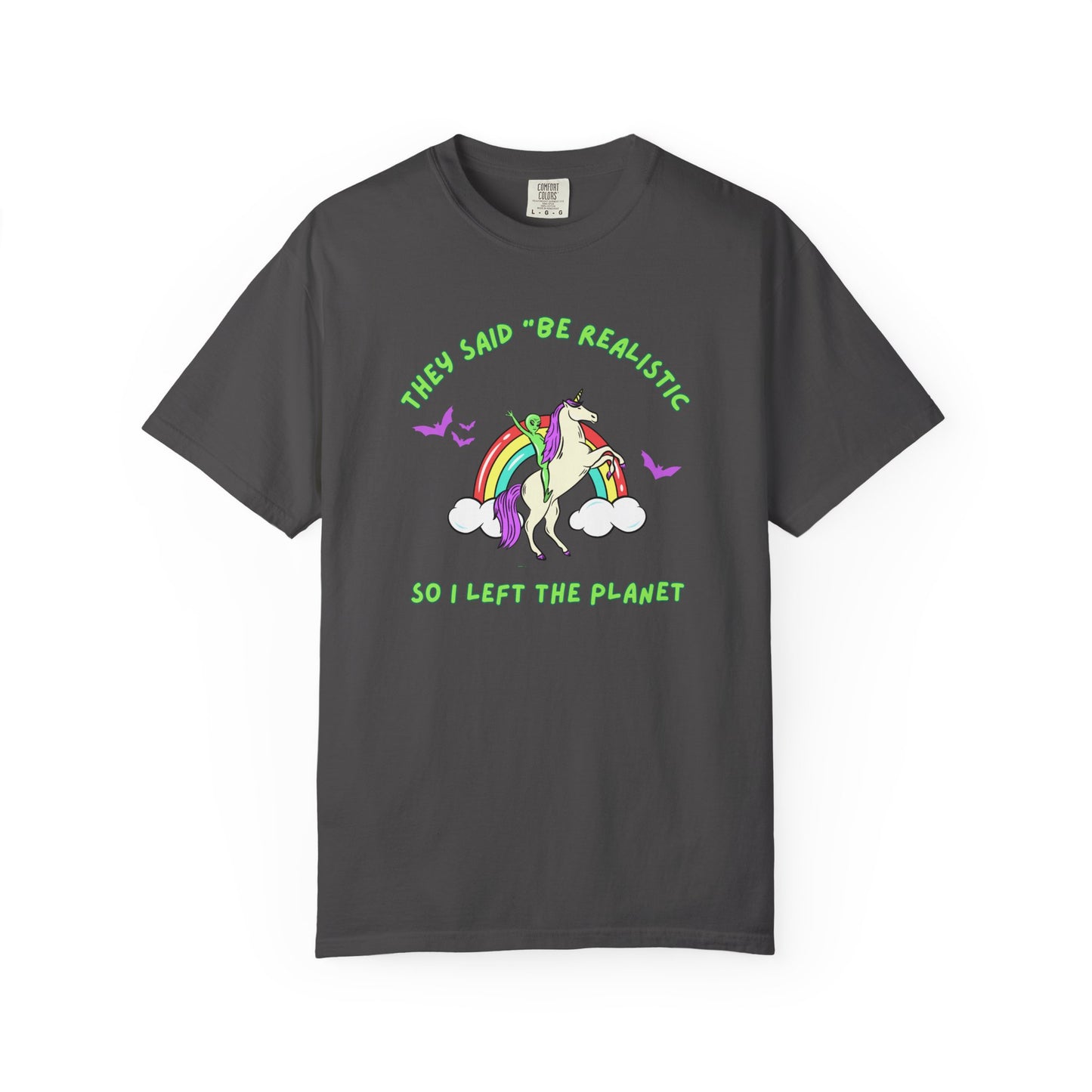 Fantasy Tshirt Aliens Unicorns and Bats Design Gifts for Believers