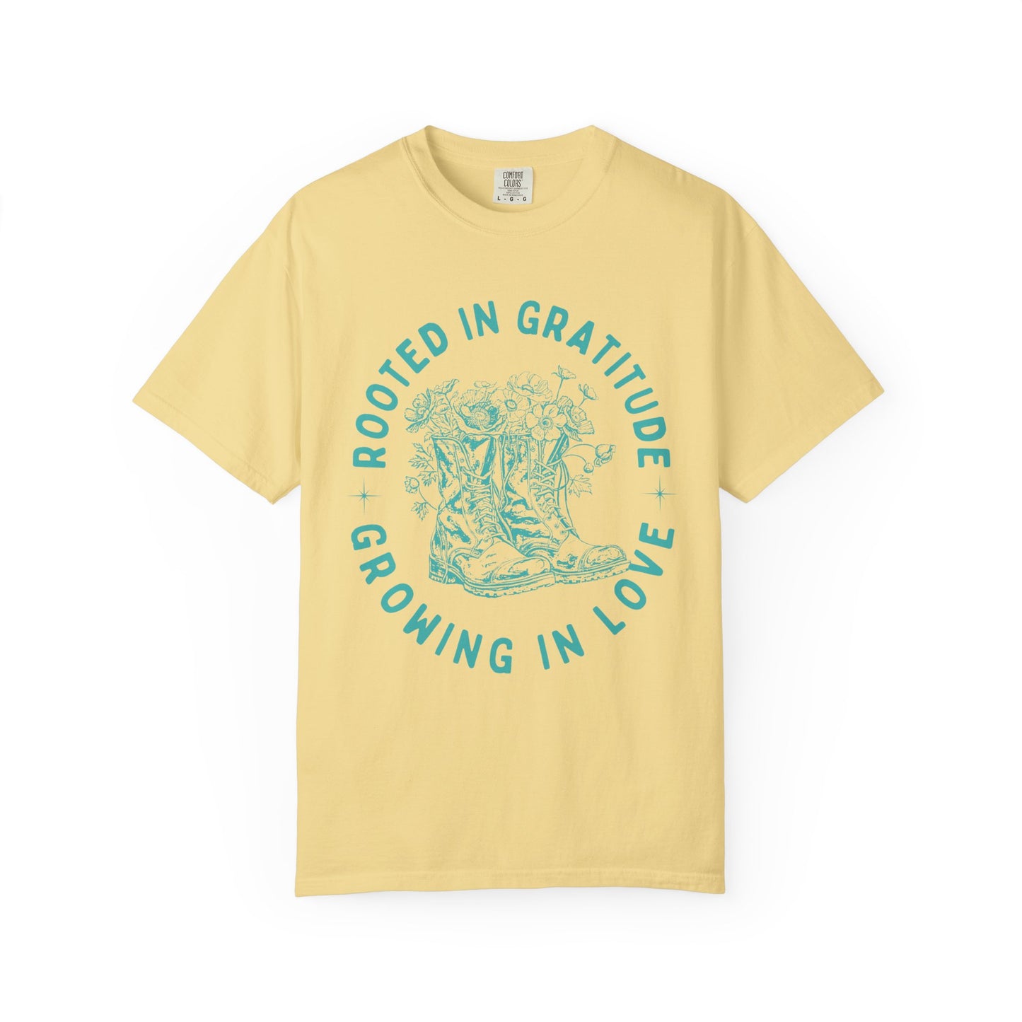 "Rooted in Gratitude - Growing in Love" T-Shirt Country Style Growth Gift Ideas