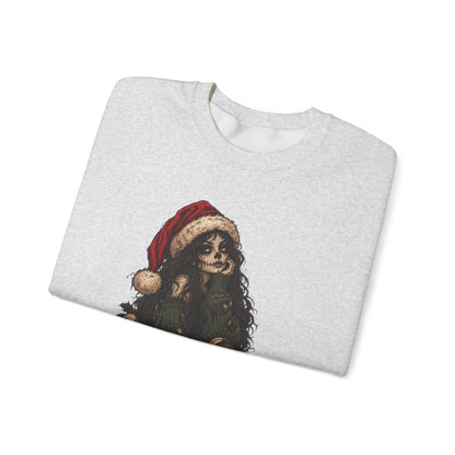 Creepy Santa Skull Crewneck Sweatshirt — "You Better Watch Out" Horror Christmas Sweater