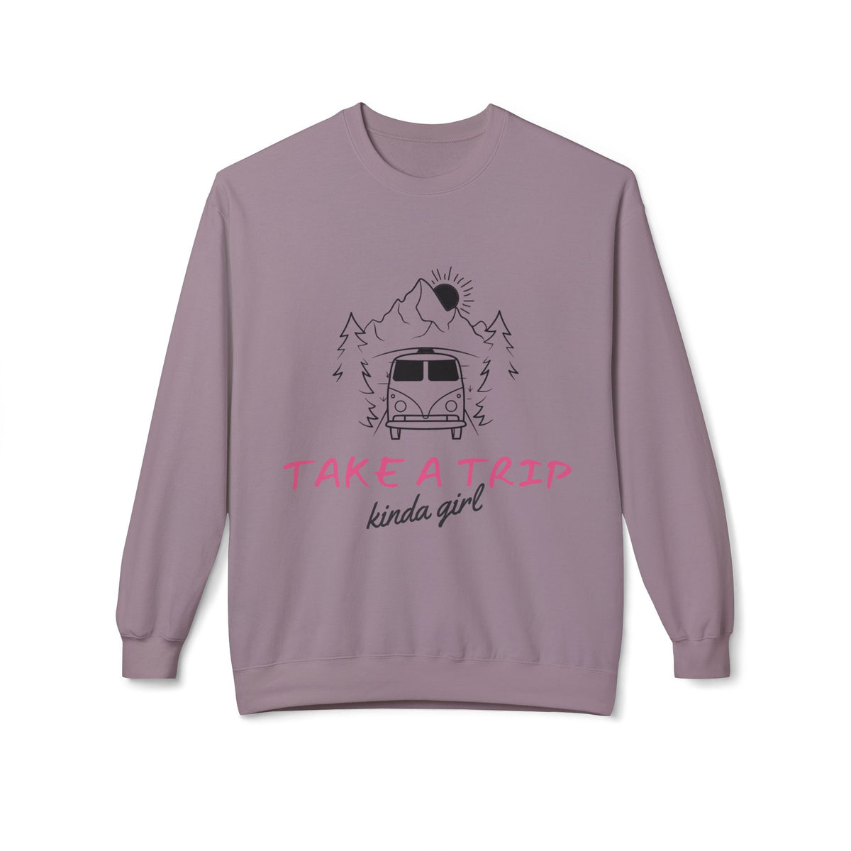 Take a Trip Kinda Girl Vintage Van Mountain Travel Crewneck