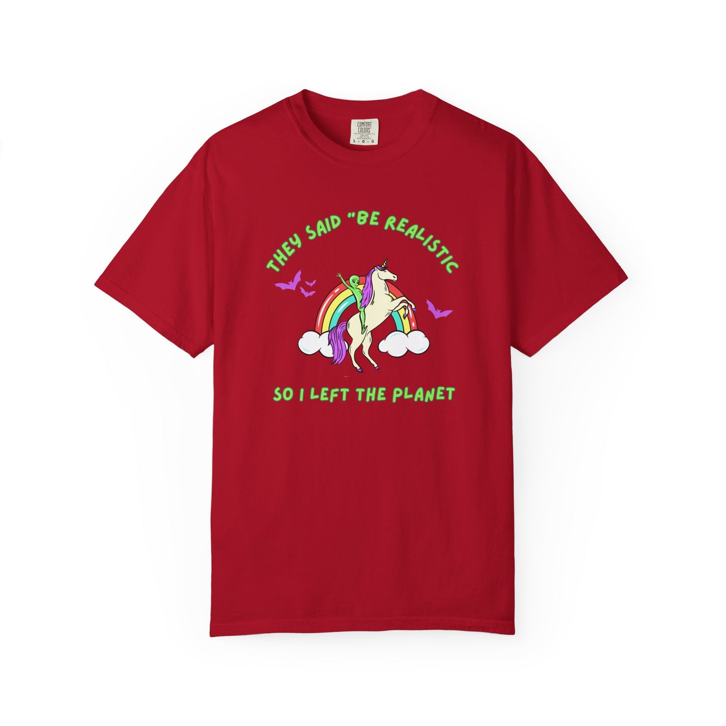 Fantasy Tshirt Aliens Unicorns and Bats Design Gifts for Believers