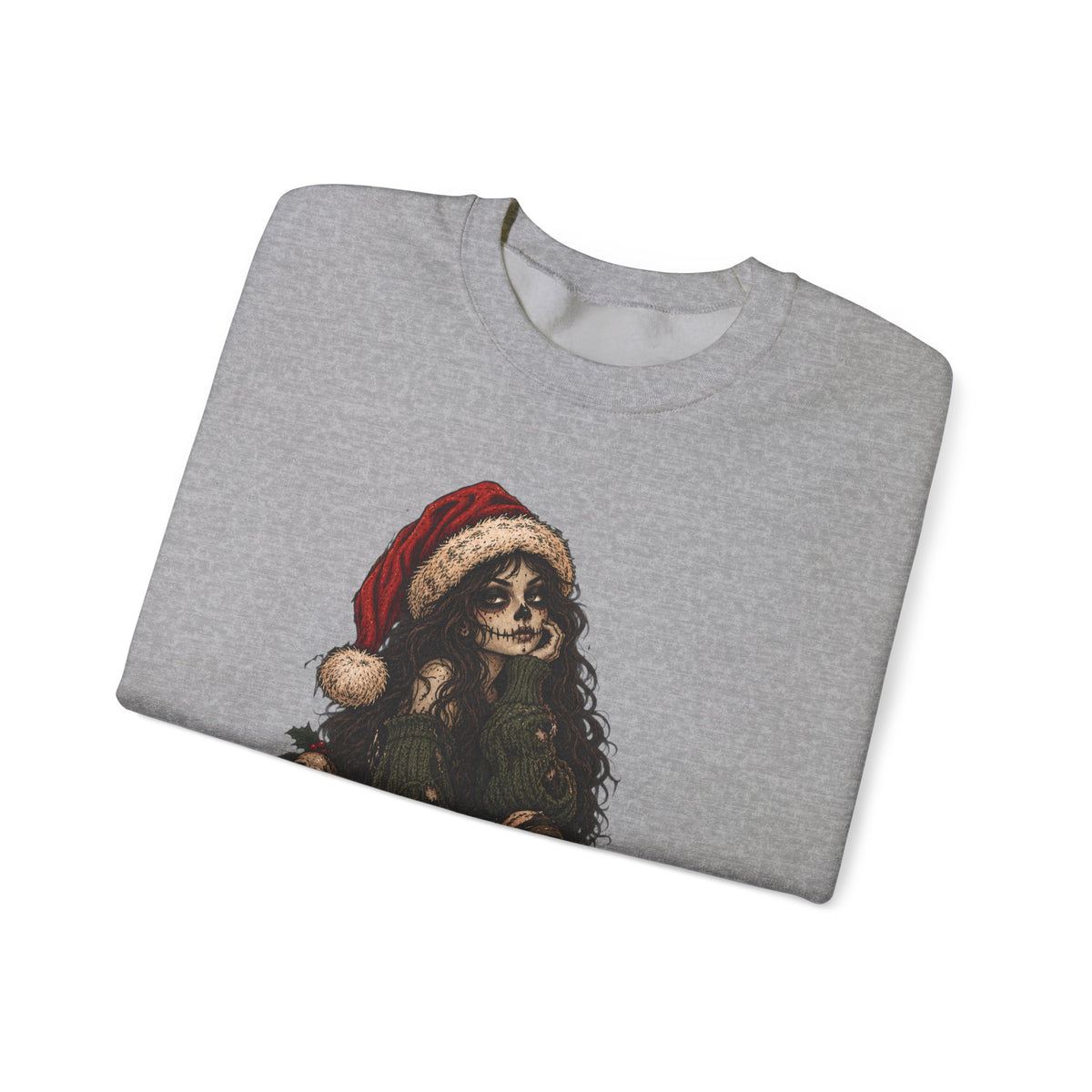 Creepy Santa Skull Crewneck Sweatshirt — "You Better Watch Out" Horror Christmas Sweater