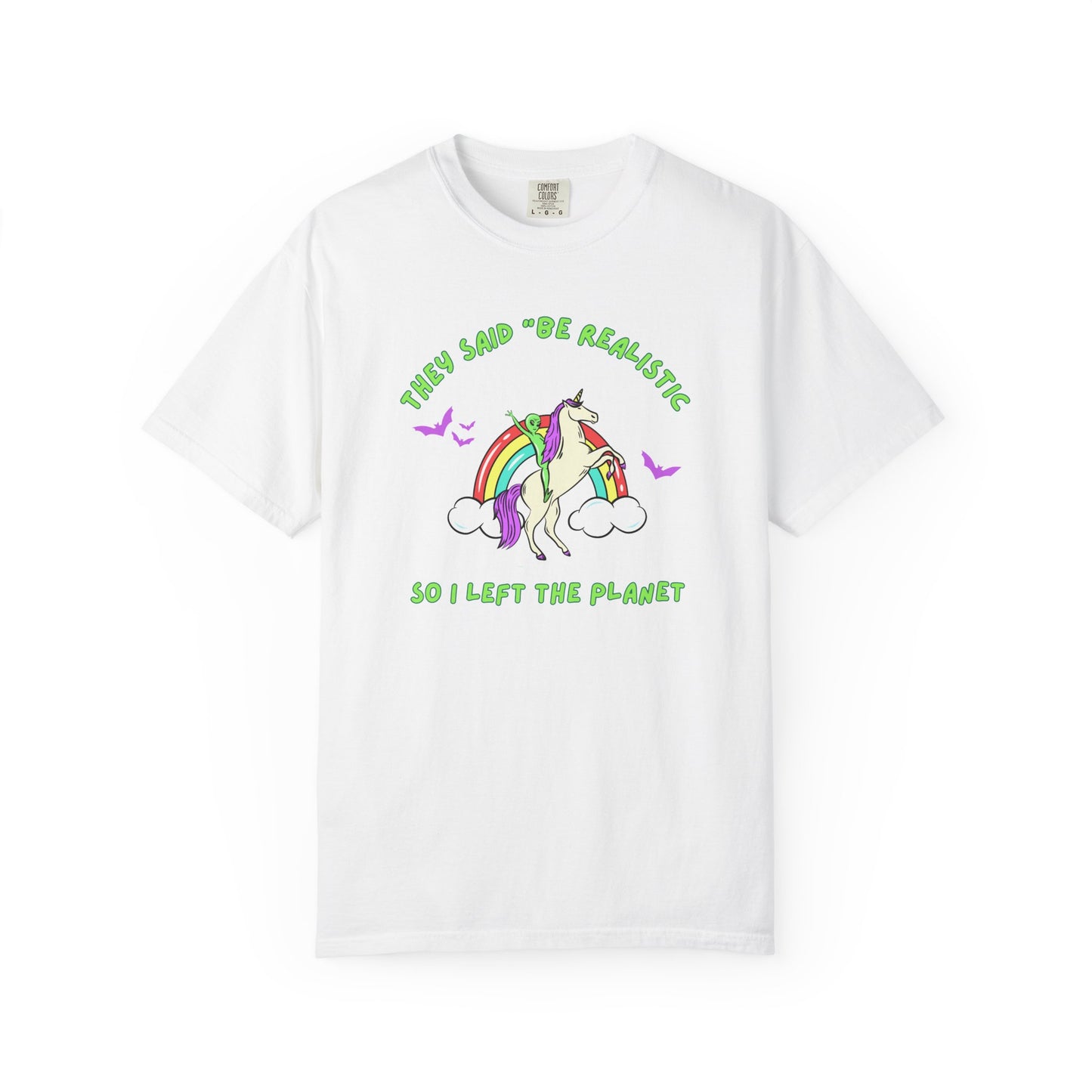 Fantasy Tshirt Aliens Unicorns and Bats Design Gifts for Believers