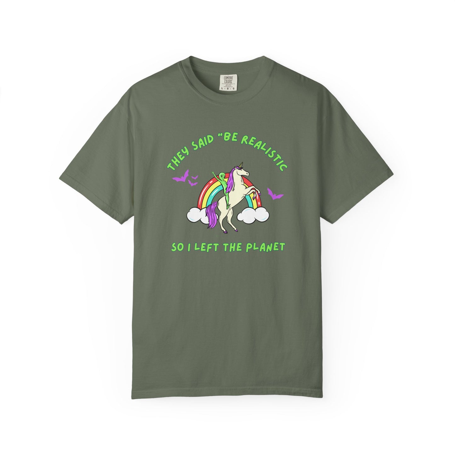 Fantasy Tshirt Aliens Unicorns and Bats Design Gifts for Believers