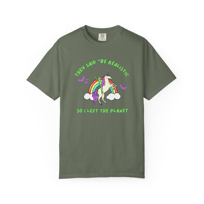 Fantasy Tshirt Aliens Unicorns and Bats Design Gifts for Believers