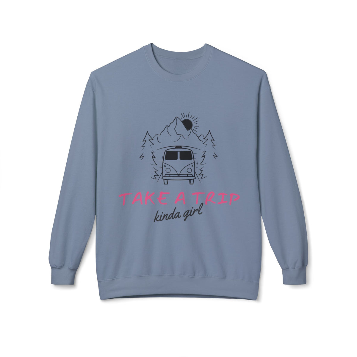 Take a Trip Kinda Girl Vintage Van Mountain Travel Crewneck